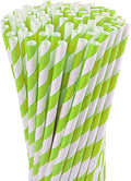 Biodegradable Paper Straws (Pack of 100) Disposable Drinking Straw, Eco-Friendly Paper Straws For Baby Shower, Birthdays, Christams, Wedding Ceremony (Light Green)