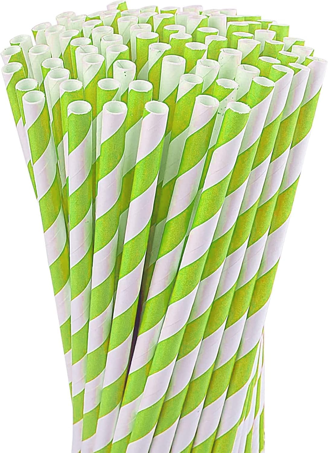 Biodegradable Paper Straws (Pack of 100) Disposable Drinking Straw, Eco-Friendly Paper Straws For Baby Shower, Birthdays, Christams, Wedding Ceremony (Light Green)