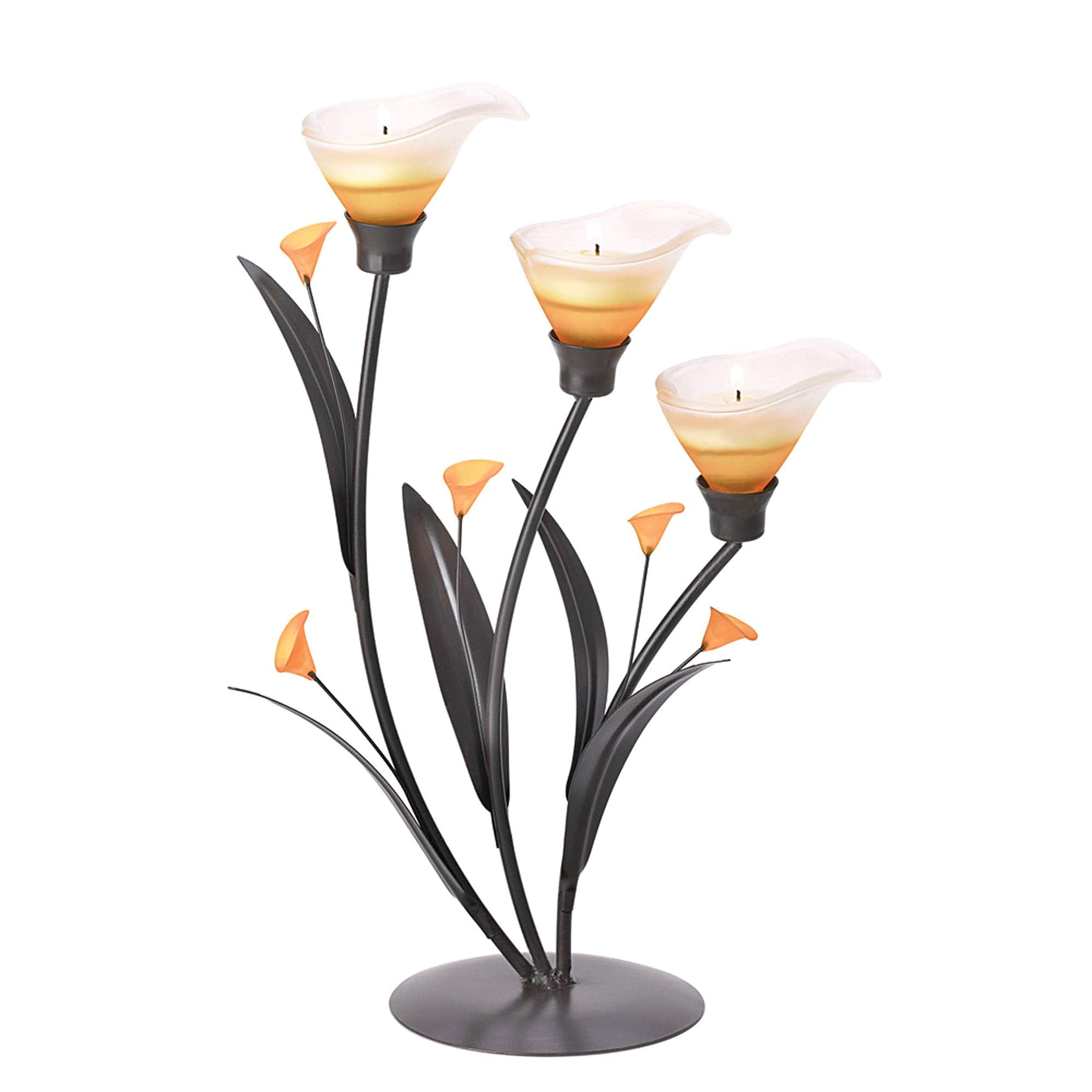 Accent Plus Gifts & Decor Amber Lilies Flower Decorative Tealight Candle Holder