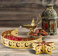 Moon and Star 2Pc Golden Tray set, Eid Gift, Ramdan Table Decorations, Table Tray With Islamic Elements, Ramadan Tableware, Ramadan decorations, Home Gift, Serve Plate, Food Storage, Golden Tray Set