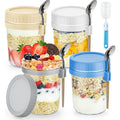 Yoawllty 4Pcs Overnight Oats Jars Mason Jar Oatmeal Jar, 16 Oz Glass Mason Containers with Lids and Spoons, Leak Proof Oatmeal Container for Cereal, Fruit, Vegetable, Milk, Salad, Yogurt