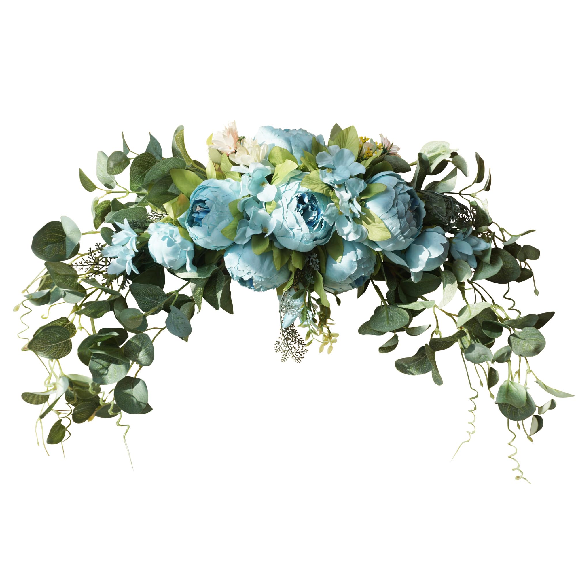 Wedding Arch Flowers, 30 Inch Rustic Artificial Floral Swag for Door Lintel, Green Leaves Rose Peony Sunflowers Table Centerpieces Home Decoration