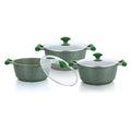 Prestige Essentials Pots and Pans Set | Granite 6 Piece Non-Stick Cast Aluminium Cookware set | Induction Base | Non Stick Cooking Set Combo | Green PR80968