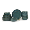 Shallow By Cuisine Art Stoneware TIM 18 PC Dinner Set, Blue | Lightweight Dinnerware Set for 6 People, 6 Dinner Plates 6 Side Plates 6 Bowls Modern Stackable Dining for Everyday Home Dining Tableware