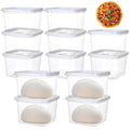 12Pcs 4.33*4.33*2.75" Stackable Dough Proofing Box Large Pizza Dough Proofing Box with Sealing Lids Bread Dough Container Pizza Dough with Covers Food Storage Container Kitchen Camping(Square-620ml)