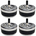 Ashtray with Lid, 13 cm, Metal Rotating Ashtray with Push Rotation, for Home, Office, Balcony, 1 Piece / Set of 4 (4 Colours) (Black Smooth 4)