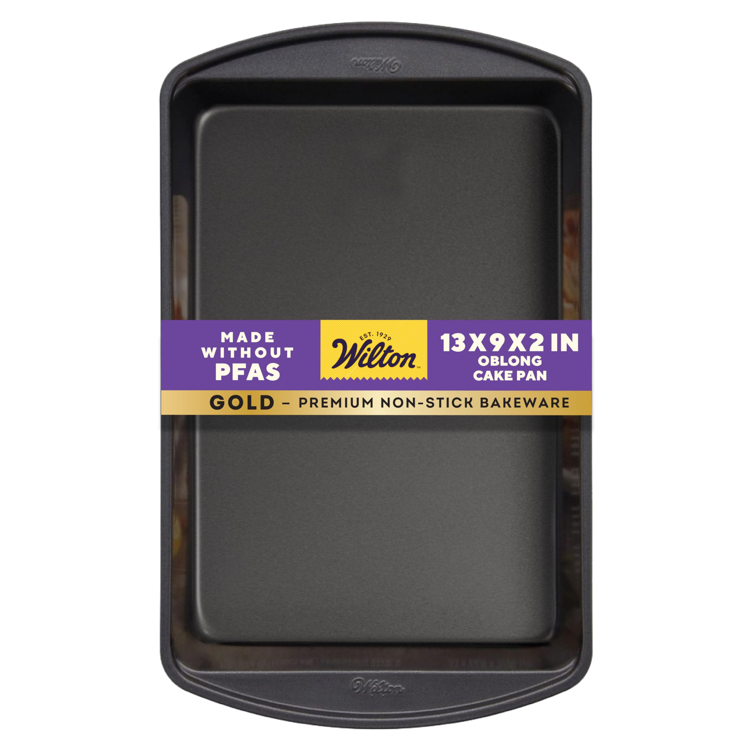 Wilton Gold Premium Non-Stick Warp-Resistant Bakeware, Made without PFAS, Oblong Cake Pan, Perfect for Casseroles, Cakes, Brownies, 13 x 9 x 2 in, Packaging May Vary