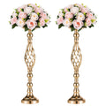 Nuptio Versatile Metal Flower Arrangement Stand & Pillar Candles Holder Set for Wedding Party Dinner Centerpiece Event Restaurant Hotel Decoration (2 x L, Gold)