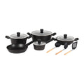 Royalford Authentic RF12677 Granite Non Stick Cooking Pots and Pans Set 12 pcs Set Aluminium Cookware Set Induction Base Cooking Set Combo Frying pan Sauce Pan Wok Pan Kitchen Utensils Glass Lid