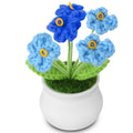 Artificial Flower Fake Flower Crochet Flowers Cute Little Potted Flower,Gift for Teacher’s Day,Graduation, Christmas,Decor for Car Dashboard,Home Office Decoration (Small Blue Myosotis)