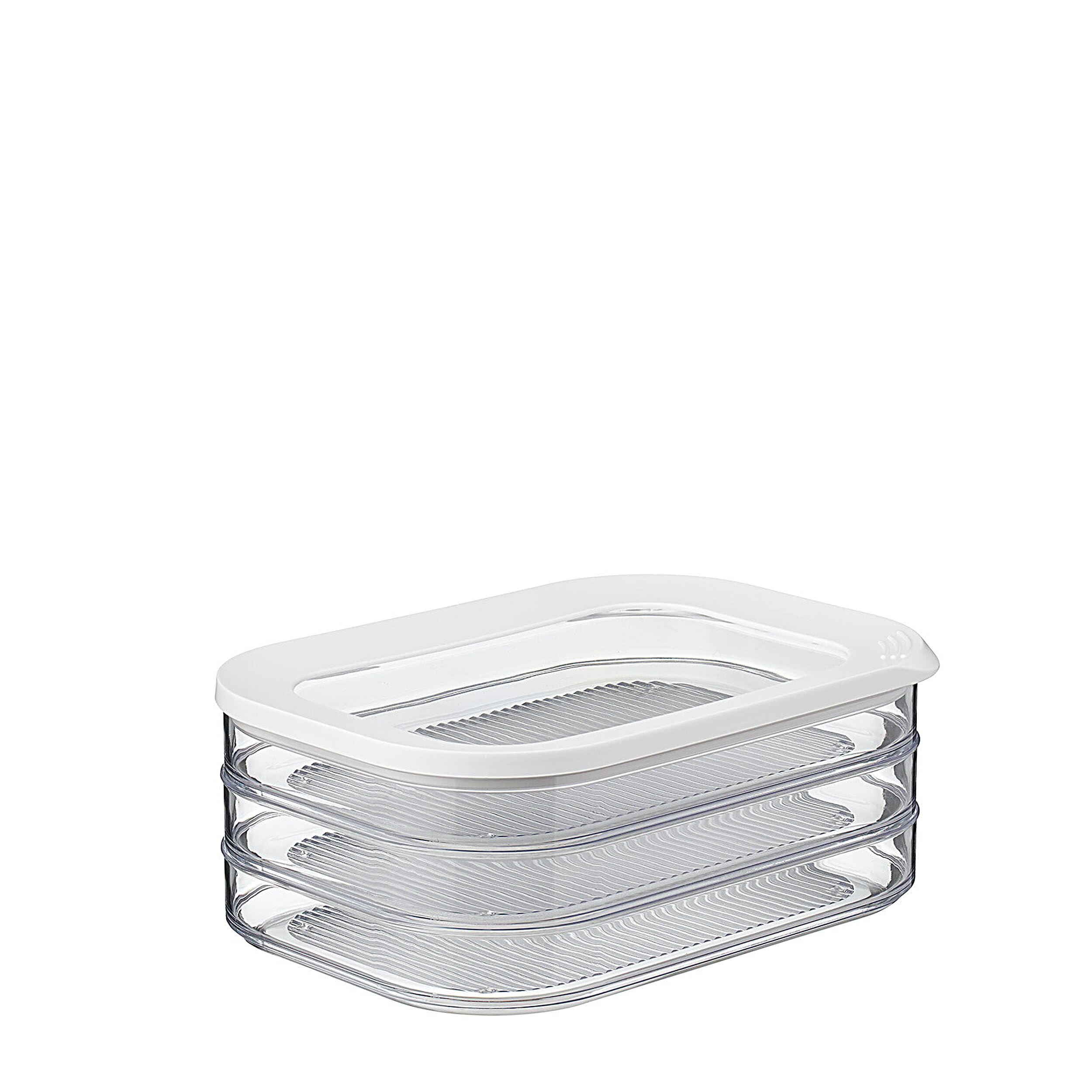 Mepal Cold Meat Boxes for Fridge with 3 Layers - Sausage Storage Fridge with Lid - Suitable for Storing Meat Products - Fridge Organiser Cold Cuts - 3 x 550 ml - White