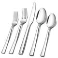 E-far 20-Piece Silverware Set, Stainless Steel Flatware Set Service for 4, Modern Tableware Cutlery Set includes Forks, Spoons, Knives, Square Edge & Mirror Finish, Dishwasher Safe