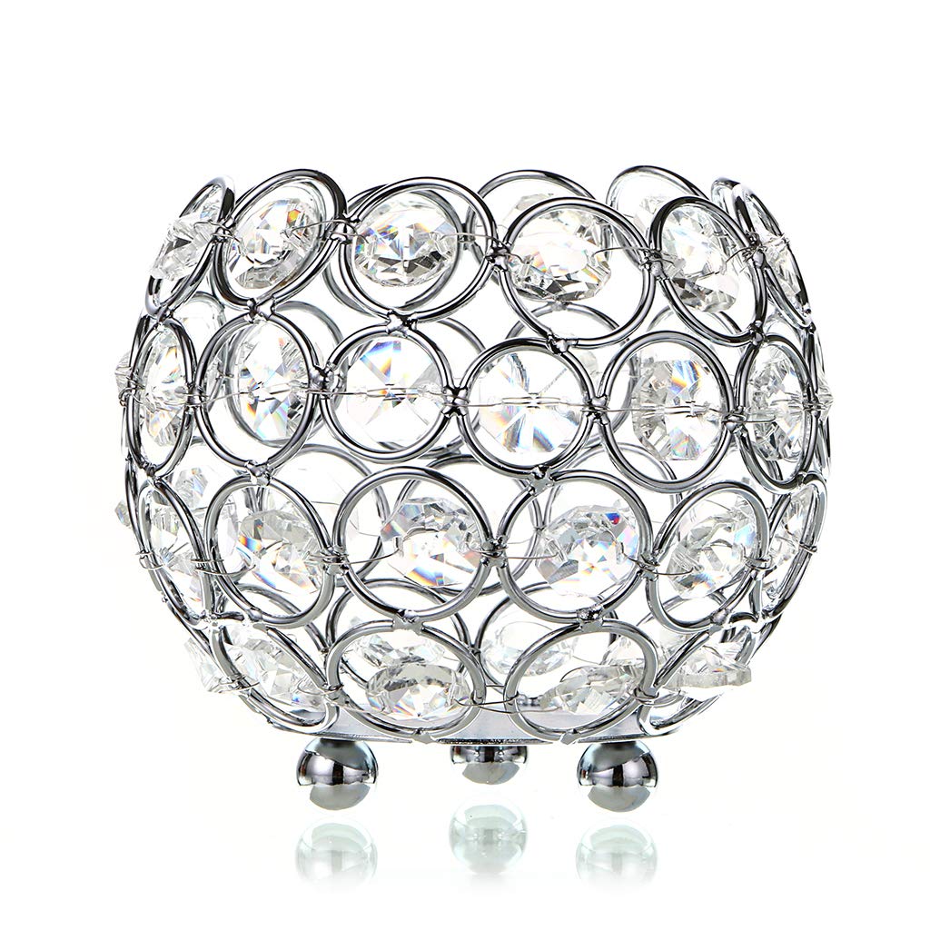 OwnMy Crystal Bowl Votive Candleholder Sparkly Tea Light Candle Holders Candle Lanterns Decorative Candelabra Vase for Christmas New Year Wedding Table Centerpieces