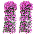 2 Pack Artificial Violet Ivy Hanging Flowers, Silk Hanging Basket Lifelike Garland for Home Wedding Garden/Yard String Hanging Baskets Wisteria Garland Decoration(Purplish red)