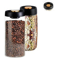 Coffee Vacuum Container Jars, Food Coffee Bean Storage Containers with Lids Airtight, Plastic Wide Mouth Mason Jars Vacuum Sealer, Manual Vacuum Extraction Sealed Tank (1200ml, 2pcs)