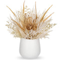 Faux Pampas Grass with Vase, Artificial Pampas Grass Flowers Bouquet Plant Fluffy Boho Home Decor Fake Pompass Pompous Grass Floral Arrangement for Wedding Party Table Room Decorations White
