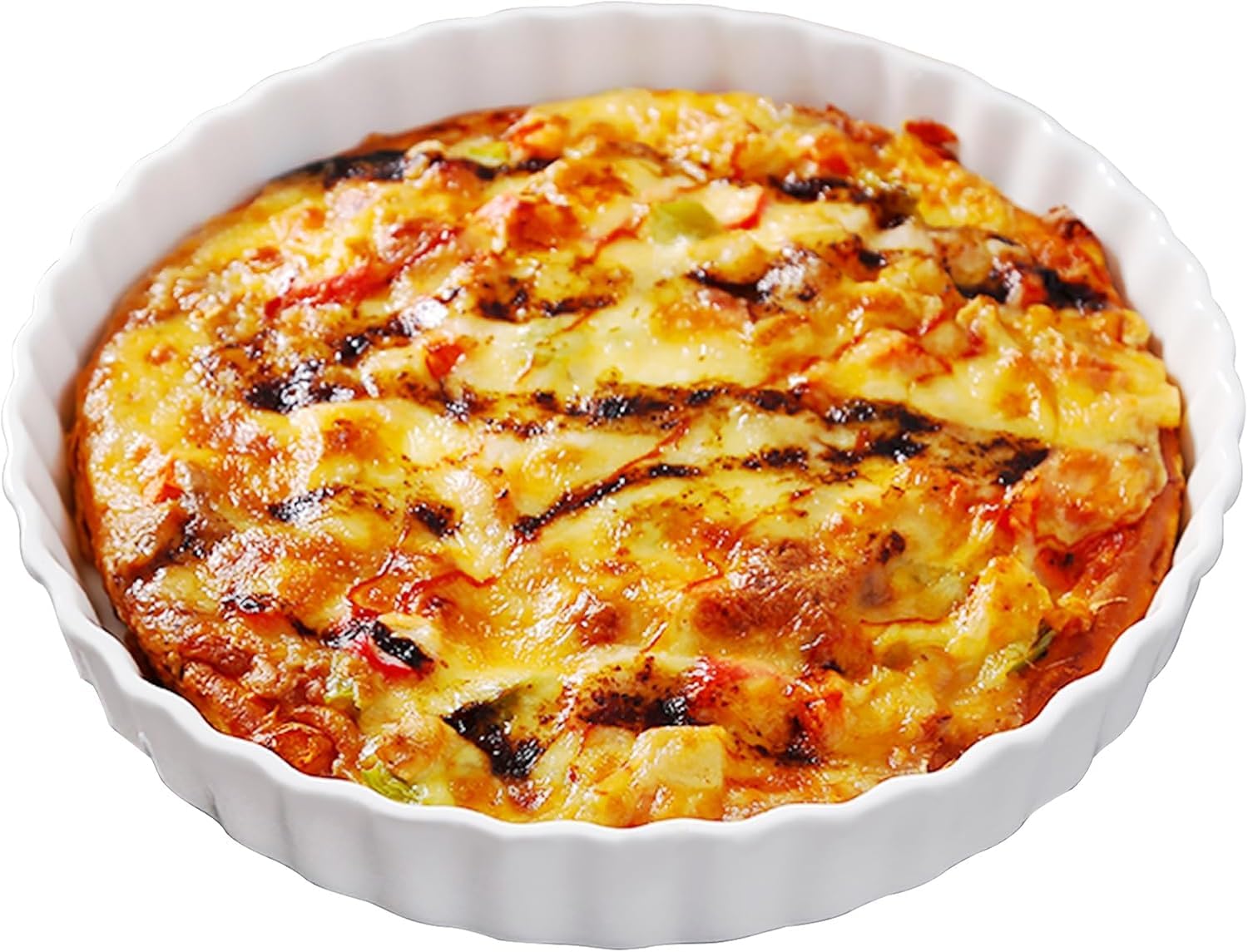 ORCHID M®Porcelain Quiche Baking Dish,10 Inch Reusable Pie Pan Quiche Pan, Non-Stick Round Pie Dish, Tart Pan with Ruffled Edge,Pie Pan for Pies. Microwave,Dishwasher,and Oven Safe (White)