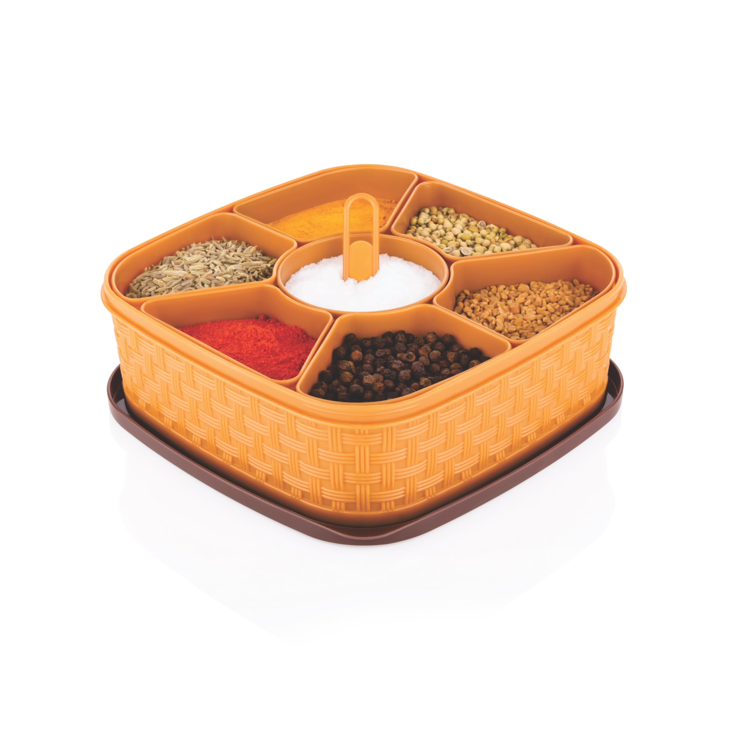 Delcasa DC2887 Airtight Spice Box, 19 cm x 19 cm x 6.3 cm Size, Brown