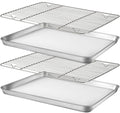 DELFINO Baking Sheet Nonstick Baking Pans with Rack Set 1 Sheets+1 Rack Stainless Steel Cookie Sheet Pan with Cooling Rack for Oven (16" x 12" x 1") Tray Non-Toxic Heavy Duty Easy Clean