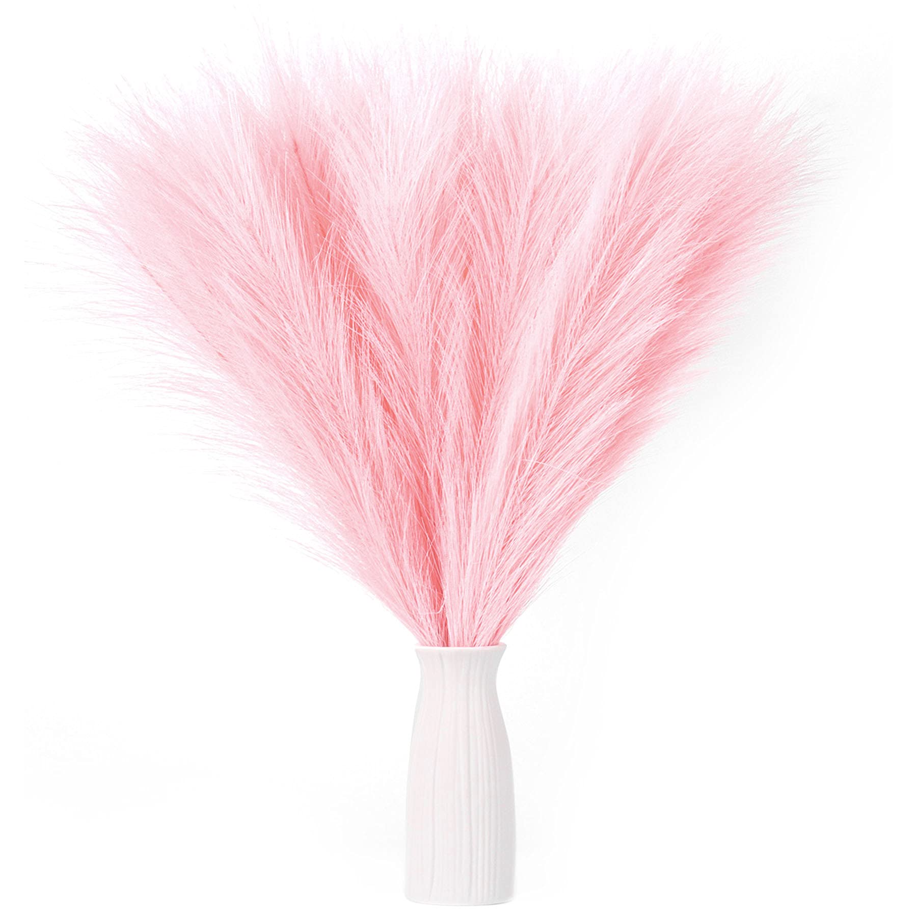 Faux Pampas Grass, 18"/45cm Artificial Pampas Grass Fluffy 6 Stem pompous Grass Flower Arrangement for Boho Home Wedding Decoration (Pink)