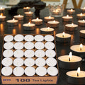 100 Pack Tea Lights Candles, Tealight Candles,White Smokeless Dripless Long Lasting Tea Light Candles,Tea Candles for | Weddings | Party | Shabbat | Home Decorative Tealights