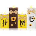 Set of 4 Summer Sunflower Home Letter Filled Candlestick Sets, Wooden Tea Light Candlestick Gifts for Women, Summer Warm Romantic Candlestick Candlestick Decoration for Wedding Banquet