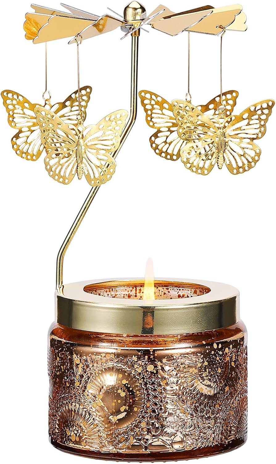YelaJoy Hummingbird Rotating Scented Candle, Elegant Glass Jar?Candle Rotating Candelabra, Rotating Aromatherapy Souvenir, Butterfly Gift for Women?Wife, Girlfriend or Friends with Scen