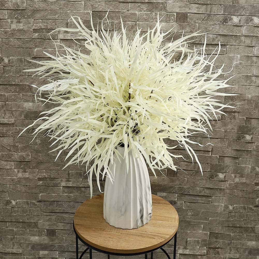 Pack of 12 Artificial Eucalyptus Willow Tree Flowers Spray Artificial Eucalyptus Plants Silk Flowers Wholesale Fake Flowers for Home Table Vase Centerpiece Ornament Wedding Decor (White)