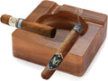 Cool Wood Cigar Ashtray for Outdoors, Luxury Cigar Ashtrays with 4 Durable Solid Slot Cigar Holder, Wooden Cigar Ash Tray for Outdoor Home Patio and Bar, Cigar Accessories for Men (Style-01)