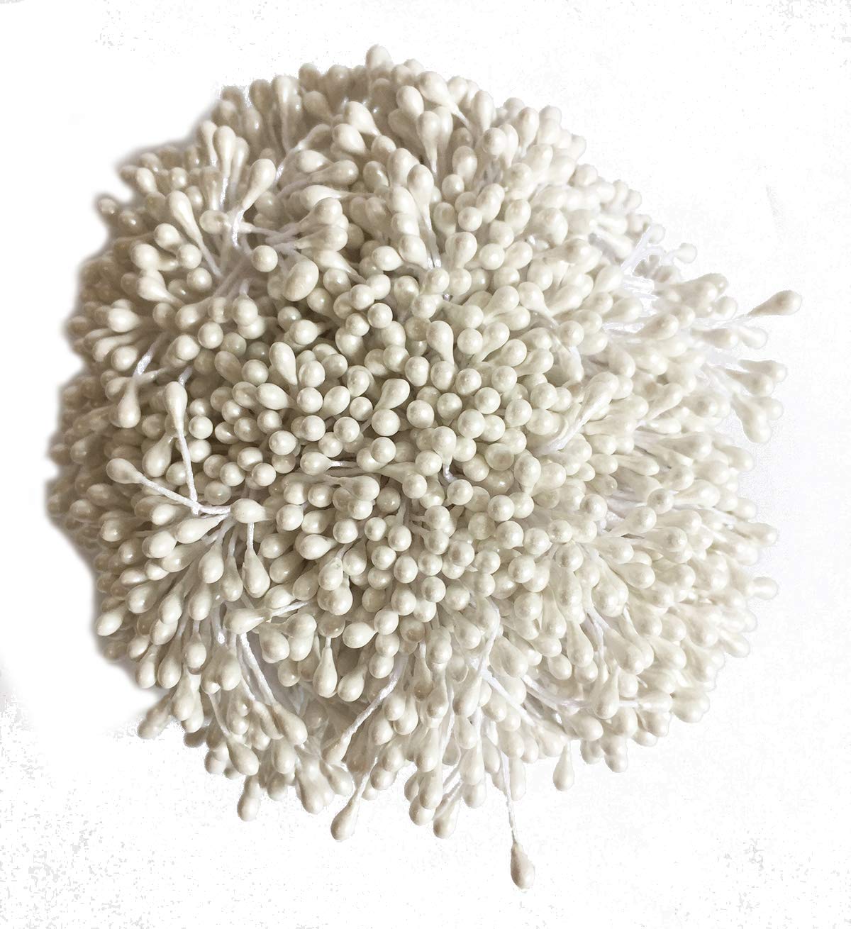 1800 Pcs 1.5mm Mini Pearl Double Heads Flower Stamen Pistil Handmade Artificial Flowers Wedding Party Home Decoration DIY Christmas Scrapbook Accessories White