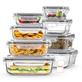 Adirah Glass Meal Prep Food Container and Storage, Airtight & Leak-Proof with Silicone Seal & 4-Hinge Lock, Microwave & Oven Safe, BPA-Free, Stain-Resistant, Ideal for Meal Prep (Grey)