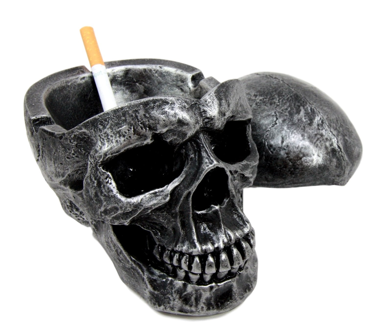 Ebros Gift Death Curse Gothic Metallica Human Skull Ashtray Resin Figurine Day Of The Dead Halloween Spooky Decor Cigarette Ashtray With Lid