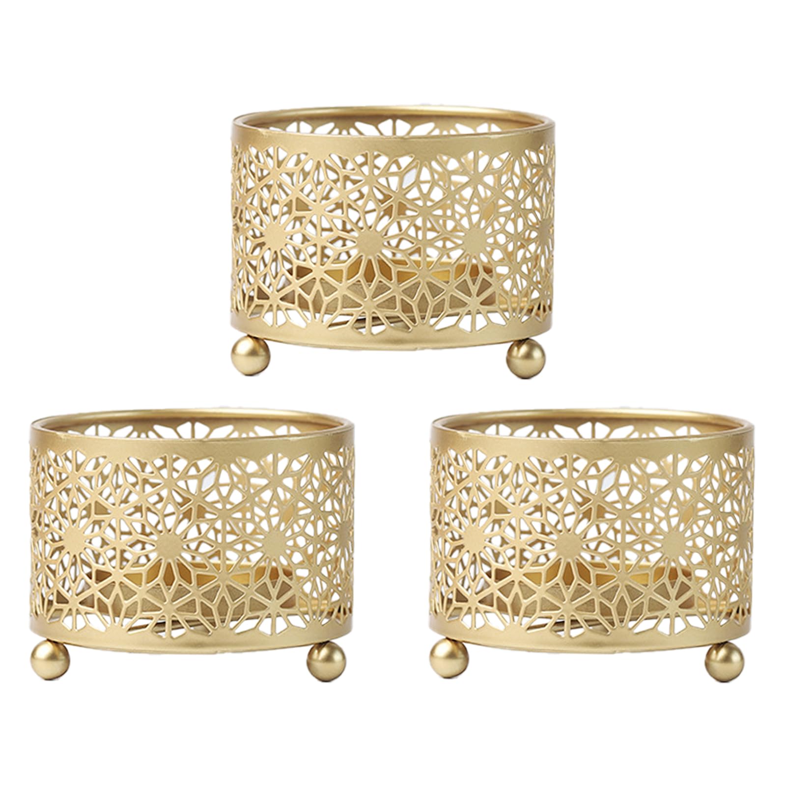 3pcs Tea Lights or Pillar Candles Candlestick Holders,Hollow Candle holderVintage,Modern Decorative Centerpiece Candlestick,Gold (Gold)