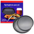 Trendful 3-Piece Non-Stick Pizza Pan Set, Carbon Steel Round Pizza Baking Trays (8", 9", 11"), Durable, Even Heating Bakeware for Oven & Toaster Use (Black)