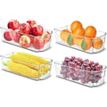 SKY-TOUCH 4 Pack Clear Stackable Storage Bins, Organizer Boxes with Handle for Kitchen Organization, Perfect for Kitchen, Fridge, Shelves, Cupboard, BPA Free