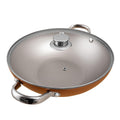 Prestige Ultra 24cm Non Stick Kadai with Glass Lid and Complimentary Pan Holder | Induction-Based Wok Pan with Lid | Triple Layered Non-Stick Coated Wok