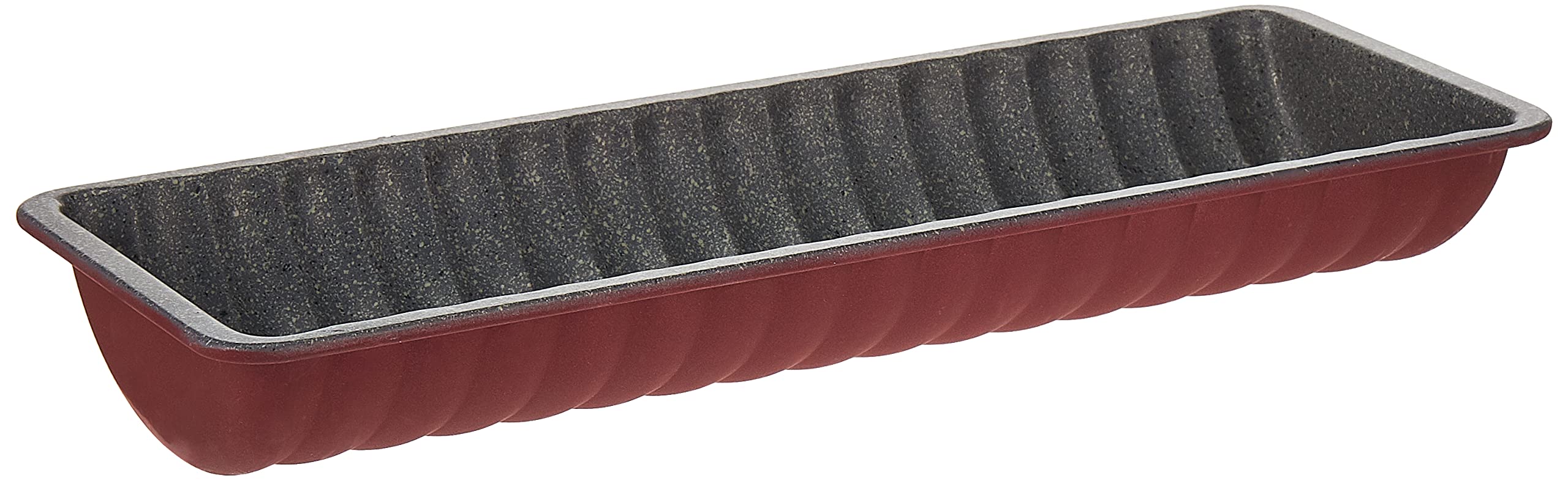 Tognana Porcellane W444132GGBo Pound Cake Mould 1Pc (S) Molde (Pound Mould, Rectangular, Fluted Surface, Grey, Red, Carbon Steel, Italy)