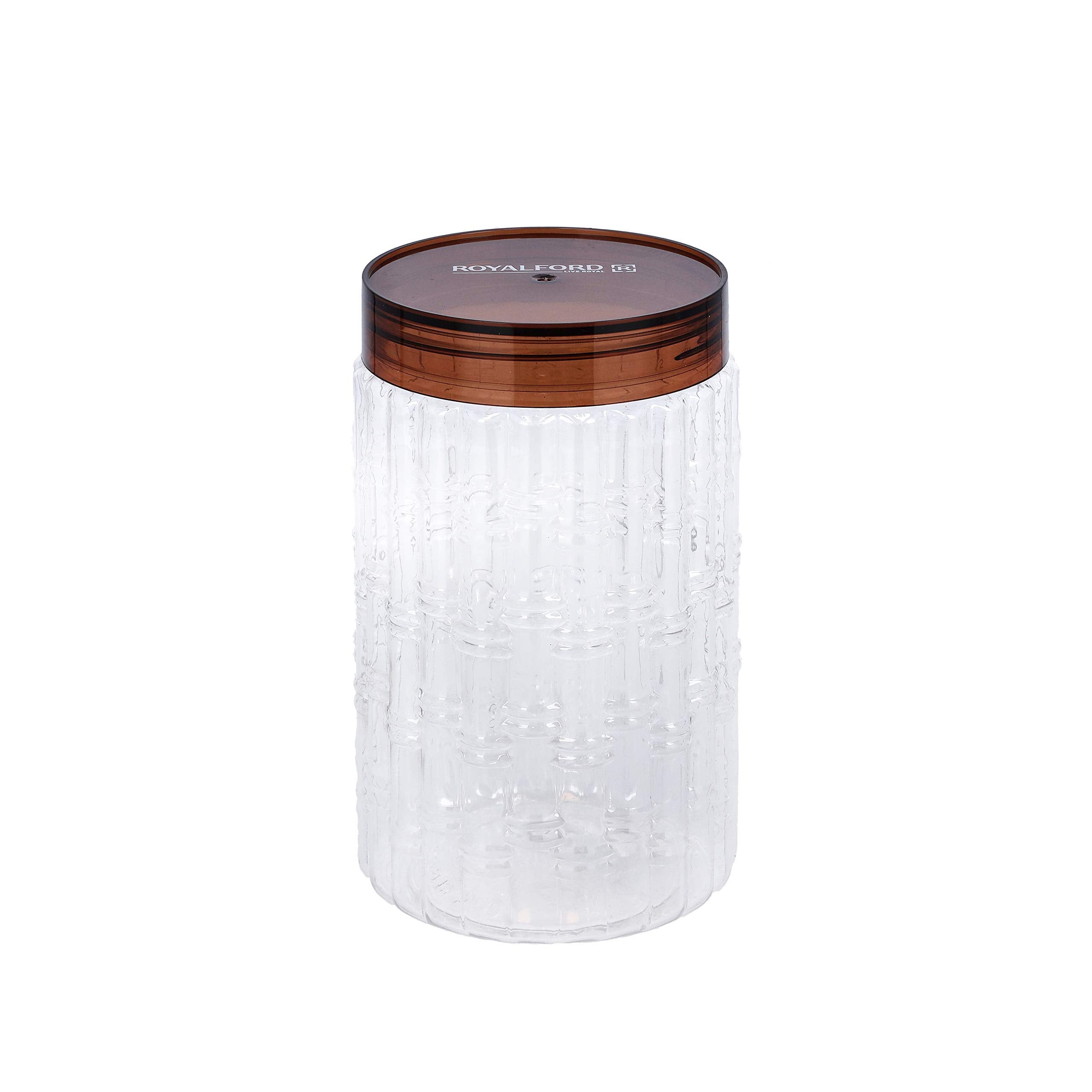 Royalford Rf10075 1000Ml Christy Clear Canister - Portable & Stackable Design | Transparent Body With Tight Lid | Perfect For Preserving Snacks, Chocolate Bars, Coffee Beans, Cookies, Cereals & More
