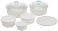 CorningWare FRENCH WHITE 11PC ROUND SET WITH GLASS LID/PLASTIC COVERS (1116557)