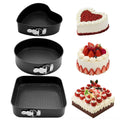 MOMENT 3 Pcs Springform Set Round, Heart And Square - Spring-Form Pan, Rectangle Cake Pan With Removable Bottom Leak-Proof And Quick Release Latch Bakeware Round/Heart-Shaped Spring Form Pan