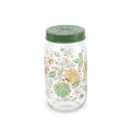 Herevin 1000ml Transparent Glass Spice Jar with Airtight Decorative Green PP Lid – Botanic Design Storage Container for Kitchen – Ideal for Spices, Masalas, Herbs, Tea, Sugar & Condiments