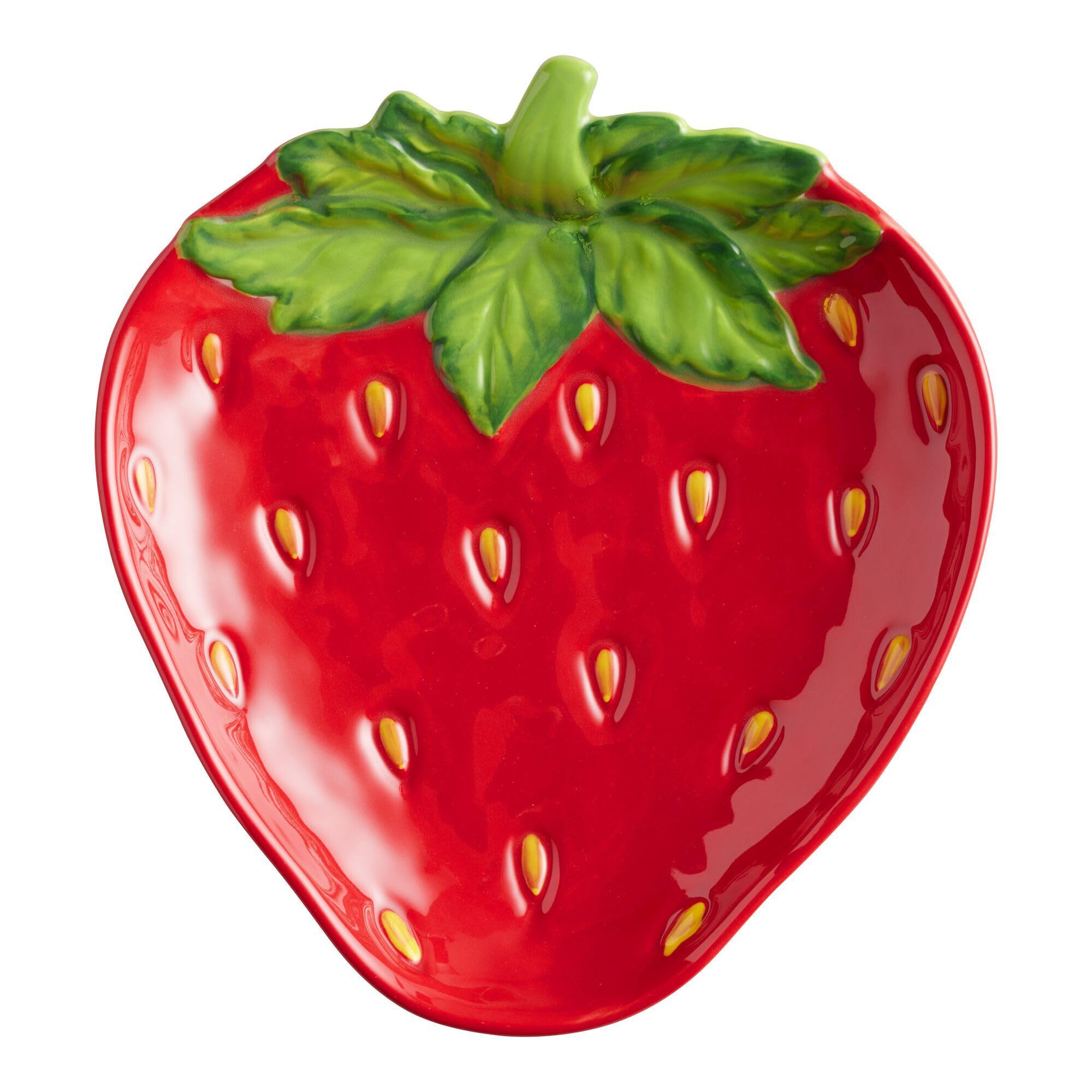 Hand Painted Strawberry Figural Appetizer Plate - Salad Plate - Saucer Plates - Small Appetizer Plates - Stoneware & Hand Painted Garden Inspired 6 inch Appetizer Plates - Plate for Appetizer Dishes