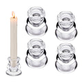 BIGTHREE Clear Glass Candlestick Holders, Set of 4 Round Candle Holders, Thick Glass Candlestick Holders Bulk for Table Centerpiece Wedding Party Advent Christmas Home Decorations