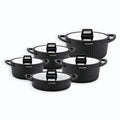 VOGATI VALENCIA SERIES 10PCS TITANIUM GRANITE COATING NON STICK INDUCTION COOKWARE SET - INCLUDING 20/24/28/32CM CASSEROLE + 28CM SHALLOW CASSEROLE (100% PFOA FREE) (BLACK)