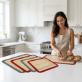 Silicone Baking Mats 4 Pcs 15.6"x11.7" and 11.8"x8.3" Non-Stick Oven Bakeware for Baking Biscuits Pastry and Microwave, Gray and Red