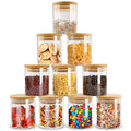 TAPIT Glass Food Storage Containers Set,Spice Jar Set,3 Piece Glass Jar with Bamboo Airtight Lids and Labels, Mini Clear Food Storage Containers for Pantry for Tea, Herbs, Sugar… (150ml,10 PC)