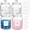 Glass Jars, Airtight Half Gallon Glass Containers with Lids and Labels for Laundry Room Organization Storage Laundry Detergent Pods Scent Booster Beads with 4 Measuring Spoons