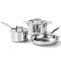 Tri-Ply Stainless Steel Cookware Set, 3 Pieces, Induction Compatible, Dishwasher Safe, 3.2L Stock Pot, 1.7L Saucepan, 26cm Frying Pan