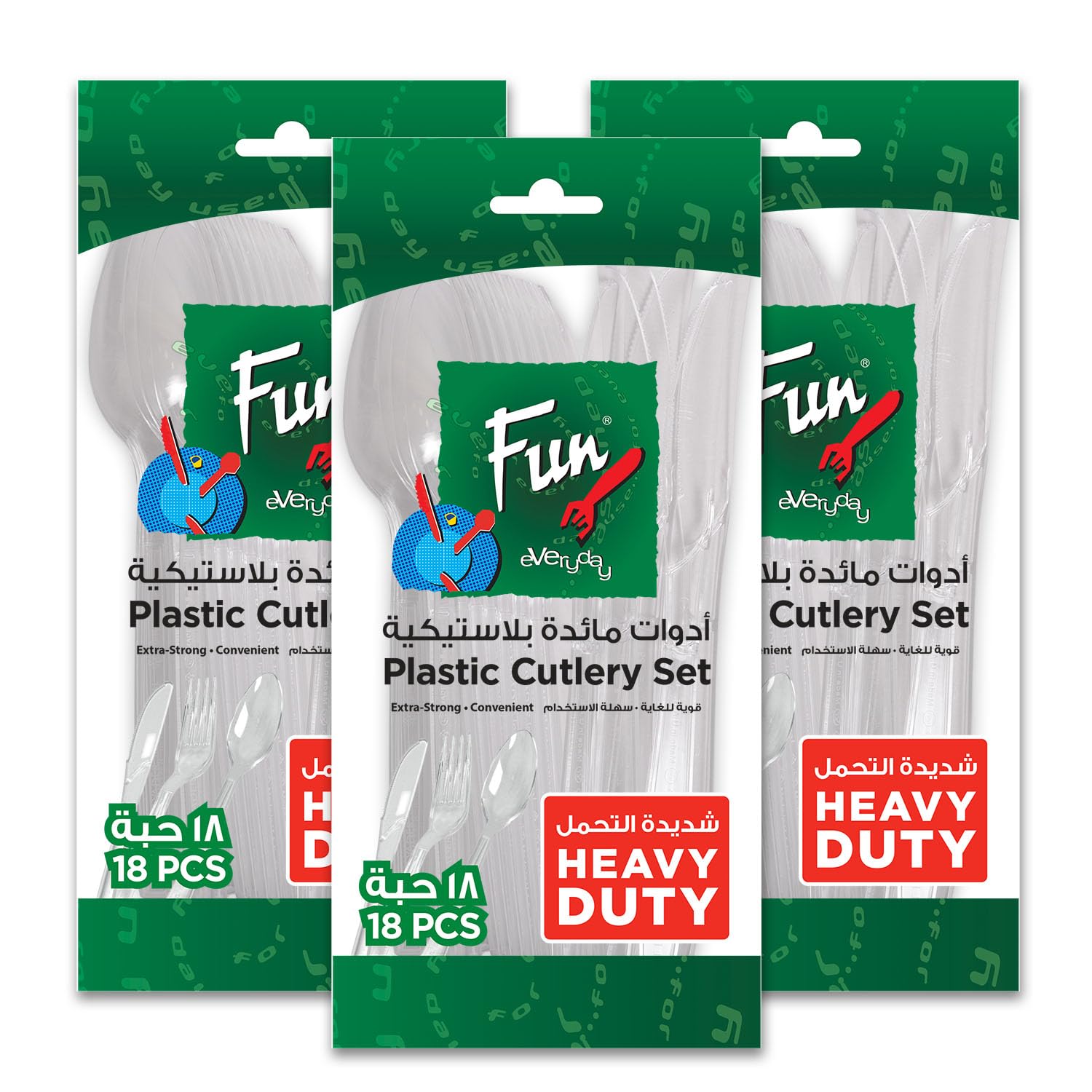 FUN BY AL BAYADER ?? Promopack Heavy-Duty Transparent Cutlery Set- Spoons,Knives & Forks-set Disposable Cutlery Set Plastic Heavy Duty Plastic Cutlery Set(Pack of 18 X 3)