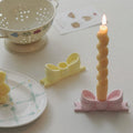 Creative Bow Candle Holder Tall Plaster Ins Home Decor Gift -5.12" L x 1.97" W,Yellow